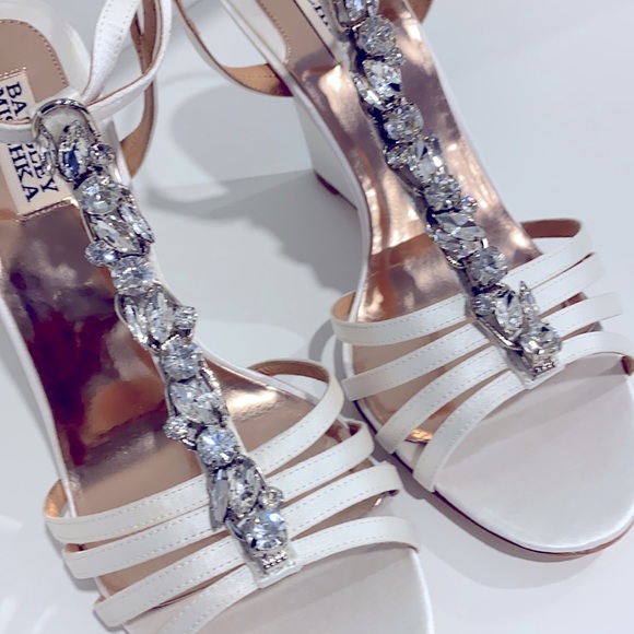 Badgley Mischka rhinestone wedge heel strap sandal - Picture 2 of 12